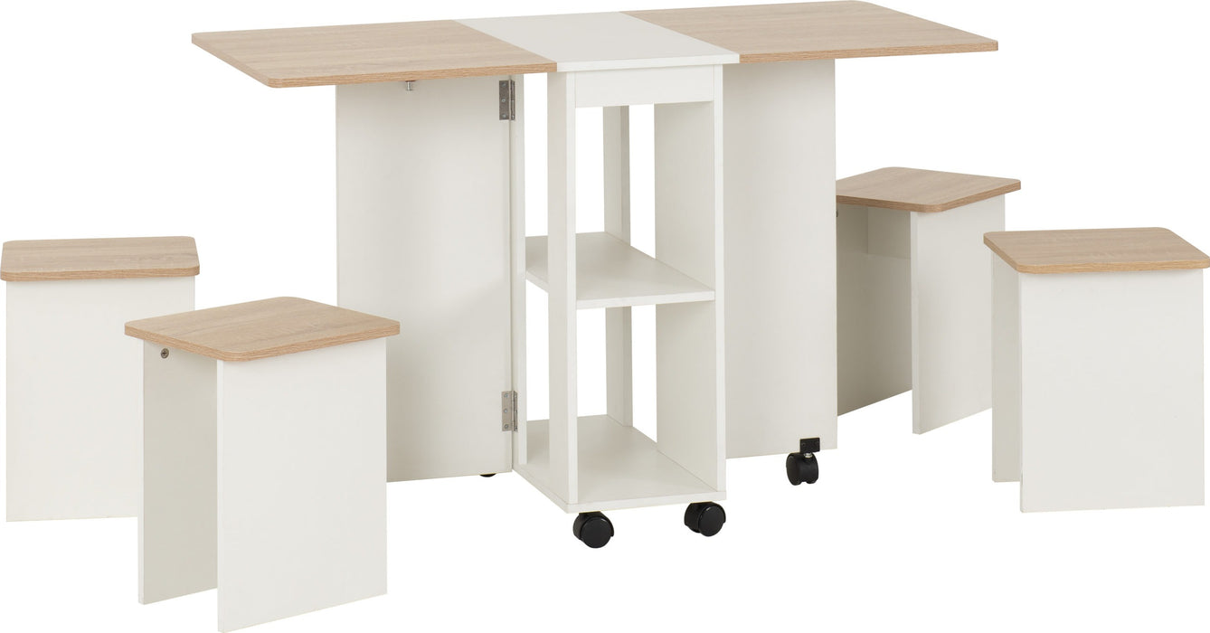 Seymore Stowaway Dining Set – Oak Effect/White