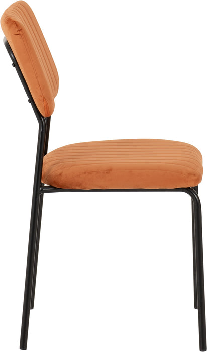 Sheldon Chair  Burnt Orange Velvet Fabric side view