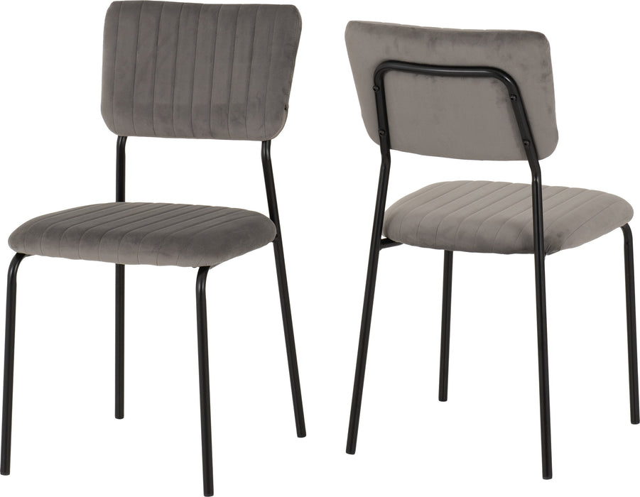 Sheldon Chair (Box of 4) – Grey Velvet Fabric