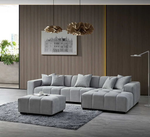 Aluxo Leonard Right Hand Corner Group in Cloudy Grey Boucle-Cheshire Furniture Outlet
