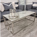 Stella Chrome Coffee Table with Stomach Ash Grey Sintered Top-Cheshire Furniture Outlet