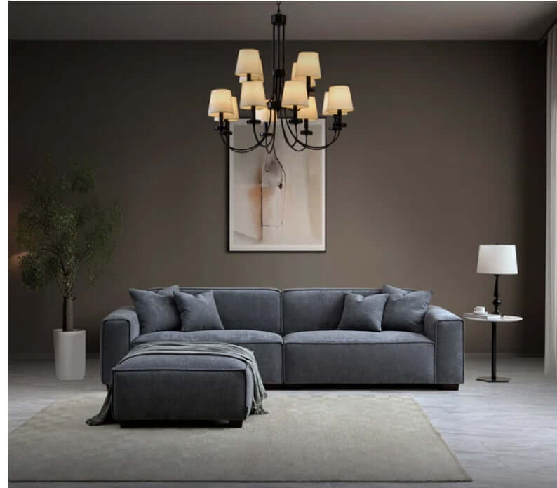 Aluxo Dakota 4 seater with Chaise - Charcoal Boulce-Cheshire Furniture Outlet