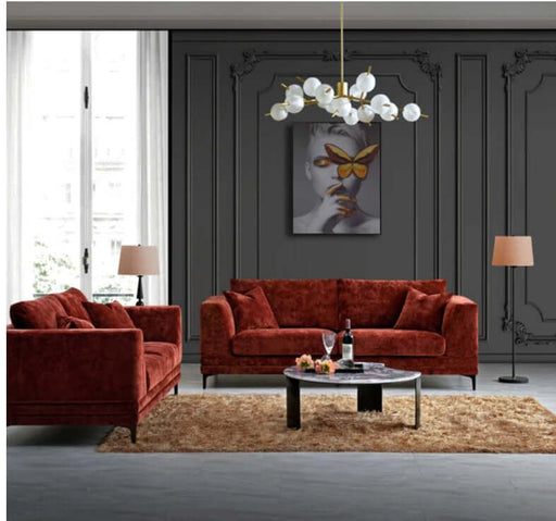 Aluxo Lenox Sofa Range - Rust Velvet-Cheshire Furniture Outlet