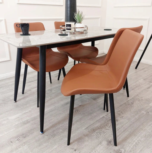 Titus Dining Set Polar White with 4 Remus Chairs-Cheshire Furniture Outlet