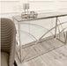 Stella Chrome Console Table with Stomach Ash Grey Sintered Top-Cheshire Furniture Outlet