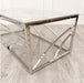 Stella Chrome Coffee Table with Stomach Ash Grey Sintered Top-Cheshire Furniture Outlet