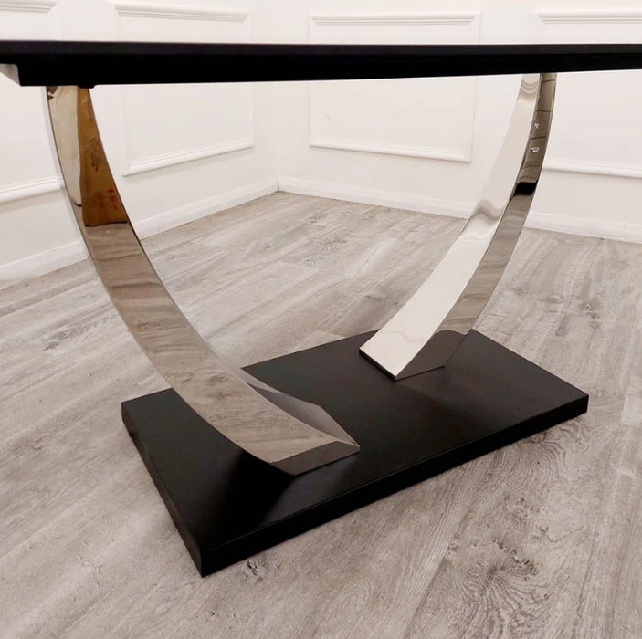 Venus Dining Table with 4 Black Luna Chairs-Cheshire Furniture Outlet