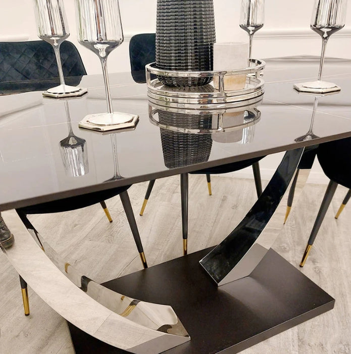 Venus Dining Table with 4 Black Luna Chairs-Cheshire Furniture Outlet
