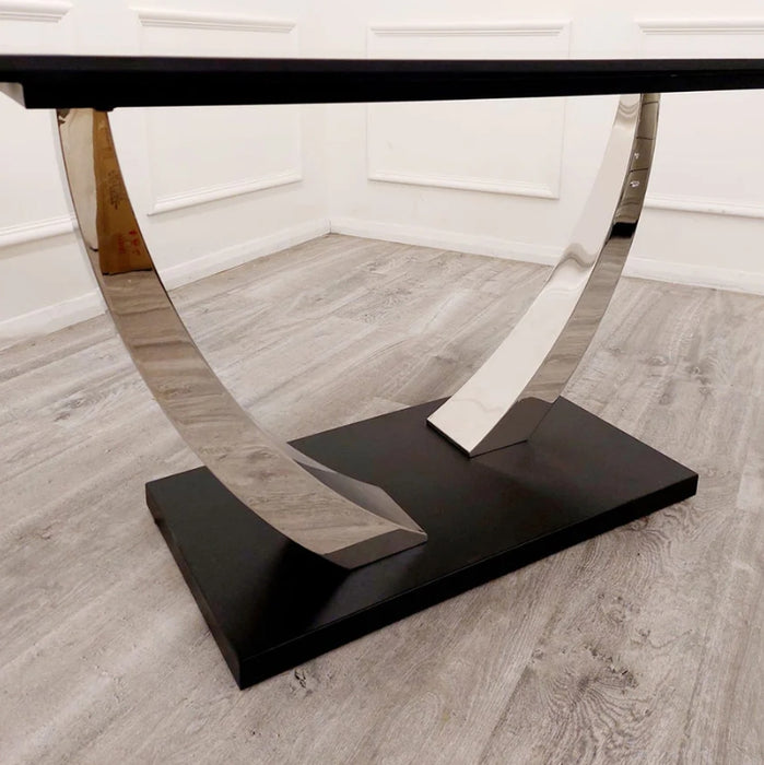 Venus 1.6 Chrome Dining Table with Black Sintered Stone Top-Cheshire Furniture Outlet