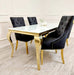 Louis Gold 1.5 Dining Table with White Glass Top-Cheshire Furniture Outlet
