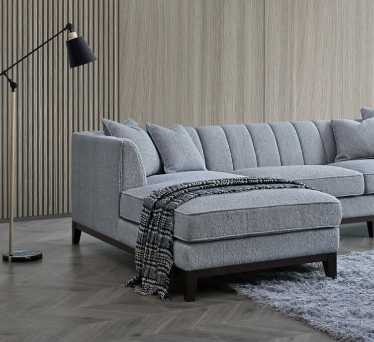 Aluxo Cooper Left Hand Corner Group in Dolphin Boucle-Cheshire Furniture Outlet