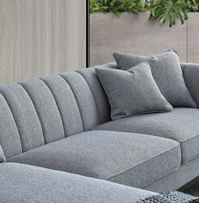 Aluxo Cooper Left Hand Corner Group in Dolphin Boucle-Cheshire Furniture Outlet