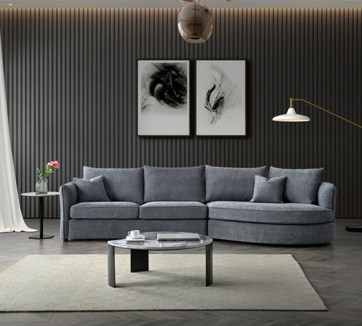 Aluxo Rubin Corner Chaise in Charcoal Boucle-Cheshire Furniture Outlet