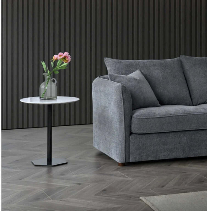 Aluxo Rubin Corner Chaise in Charcoal Boucle-Cheshire Furniture Outlet