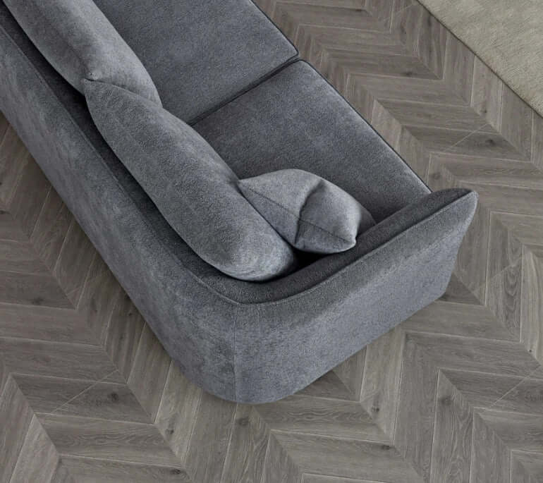 Aluxo Rubin Corner Chaise in Charcoal Boucle-Cheshire Furniture Outlet