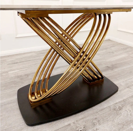 Orion Gold 1.8 Dining Table with Polar White Sintered Stone Top-Cheshire Furniture Outlet