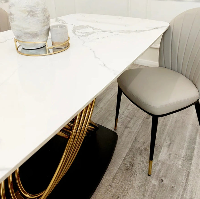 Orion Gold 1.8 Dining Table with Polar White Sintered Stone Top-Cheshire Furniture Outlet