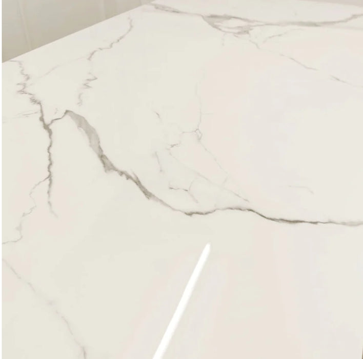 Orion Gold 1.8 Dining Table with Polar White Sintered Stone Top-Cheshire Furniture Outlet