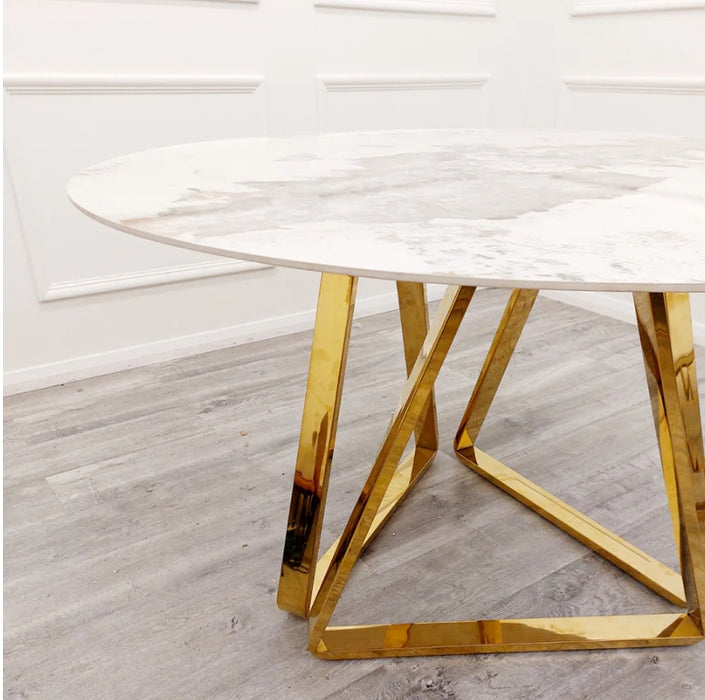 Nero Gold 1.3 Round Dining Table with Sintered Stone Top-Cheshire Furniture Outlet