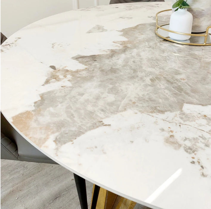 Nero Gold 1.3 Round Dining Table with Sintered Stone Top-Cheshire Furniture Outlet