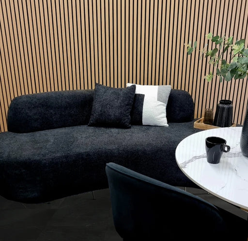 Furnish365, Miami Black 3 Seater Sofa, Boucle Fabric