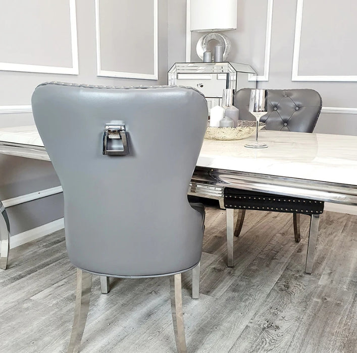 Mayfair Leather Dining Chairs Plain Back/Square Knocker-Cheshire Furniture Outlet
