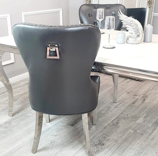 Mayfair Leather Dining Chairs Plain Back/Square Knocker-Cheshire Furniture Outlet