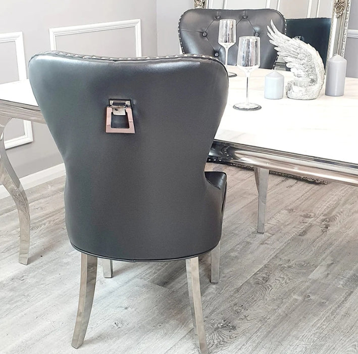 Mayfair Leather Dining Chairs Plain Back/Square Knocker-Cheshire Furniture Outlet