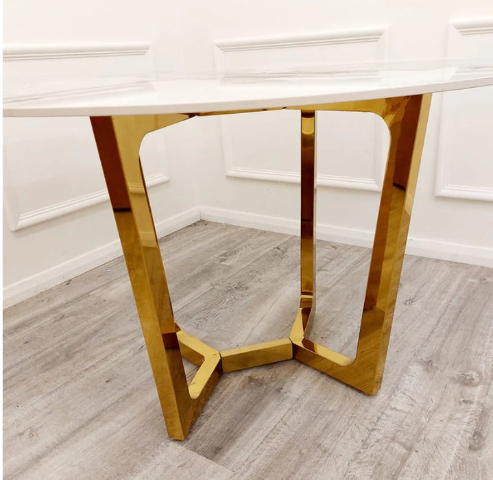 Lucien Gold 1.2 Round Dining Table with Sintered Stone Top-Cheshire Furniture Outlet