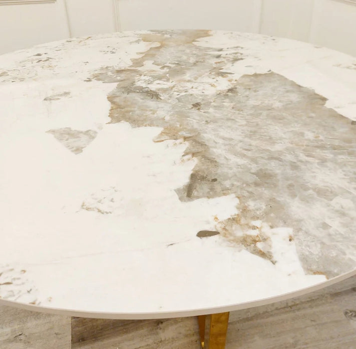 Lucien Gold 1.2 Round Dining Table with Sintered Stone Top-Cheshire Furniture Outlet