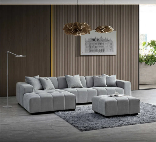 Aluxo Leonard Left Hand Corner Group in Cloudy Grey Boucle-Cheshire Furniture Outlet
