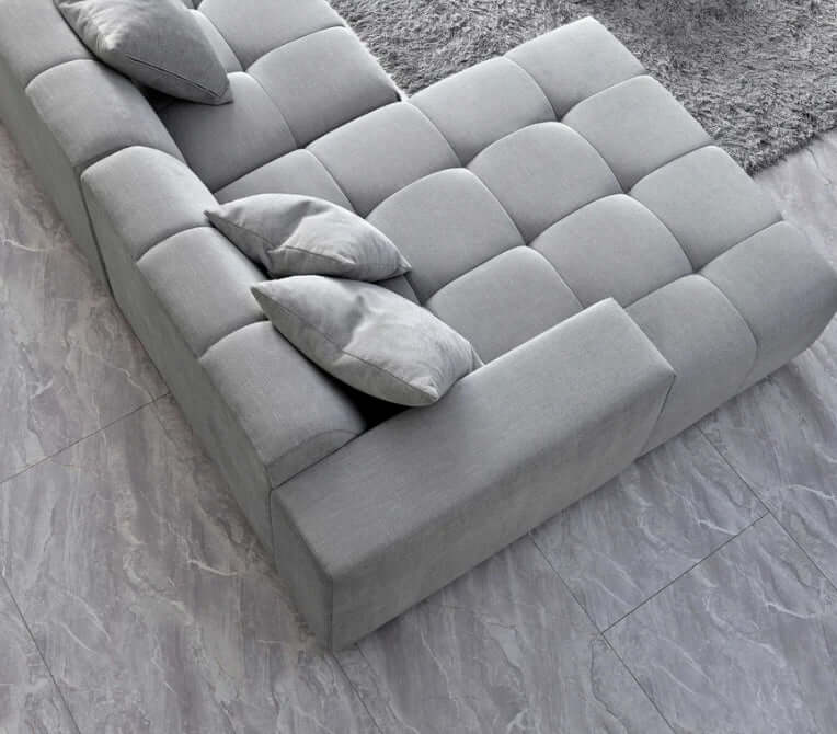 Aluxo Leonard Left Hand Corner Group in Cloudy Grey Boucle-Cheshire Furniture Outlet