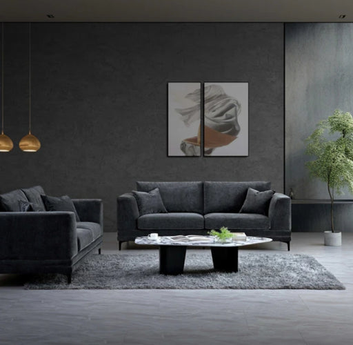 Aluxo Lenox Sofa Range in Steel Velvet-Cheshire Furniture Outlet