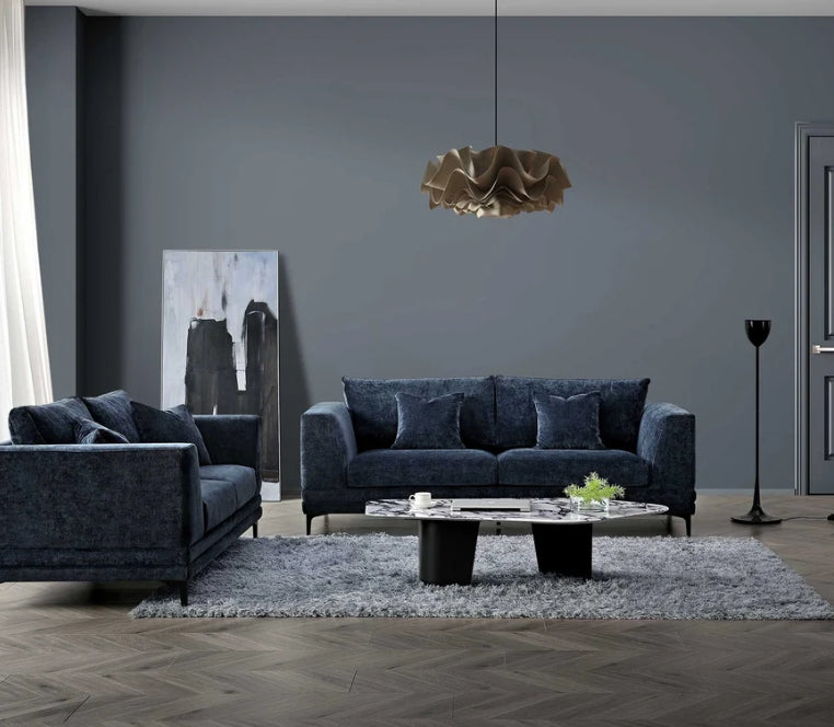Aluxo Lenox Sofa Range in Aegean Blue Velvet-Cheshire Furniture Outlet