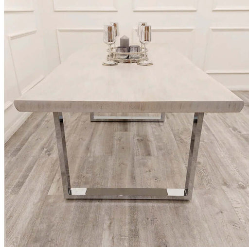 Freya 1.8 Dining Table Solid Light Pine wood with Chrome Metal Legs-Cheshire Furniture Outlet
