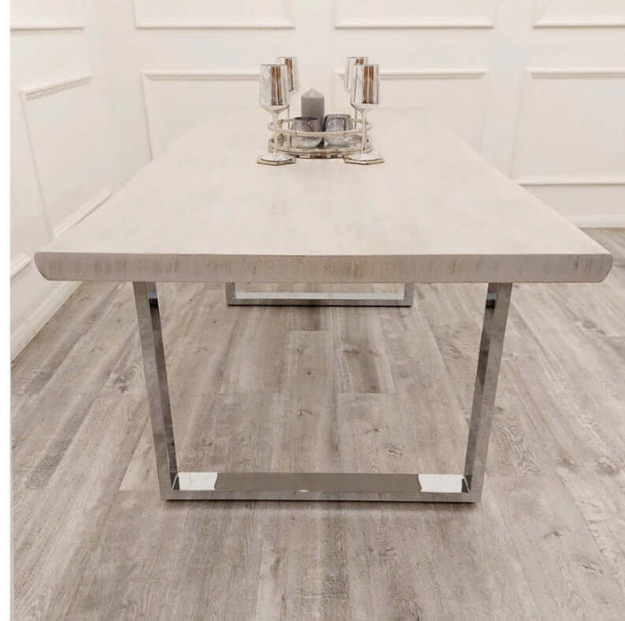 Freya 1.8 Dining Table Solid Light Pine wood with Chrome Metal Legs-Cheshire Furniture Outlet