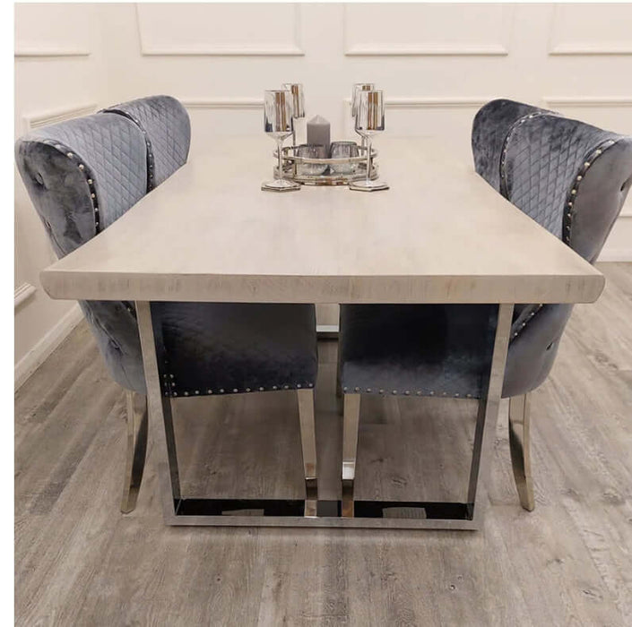 Freya 1.8 Dining Table Solid Light Pine wood with Chrome Metal Legs-Cheshire Furniture Outlet