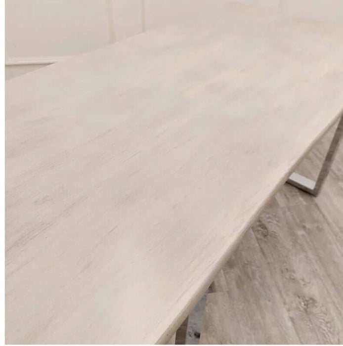 Freya 1.8 Dining Table Solid Light Pine wood with Chrome Metal Legs-Cheshire Furniture Outlet