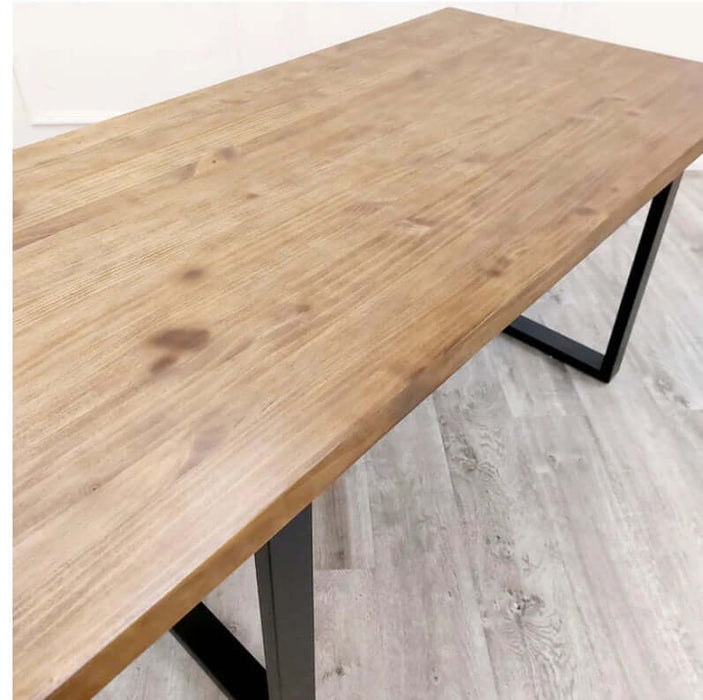 Freya 1.8 Dining Table Solid Dark Pine wood with Matt Black Metal Legs-Cheshire Furniture Outlet