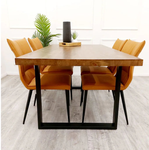 Freya 1.8 Dining Table Solid Dark Pine wood with Matt Black Metal Legs-Cheshire Furniture Outlet