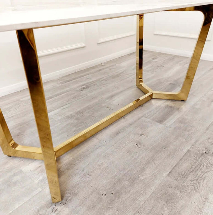 Lucien 1.8 Gold Dining Table with Pandora Gold Sintered Stone Top-Cheshire Furniture Outlet