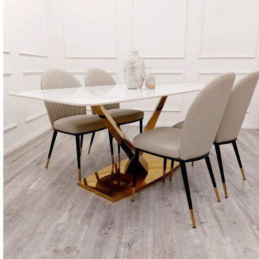 Valeo Gold 1.8 Dining Table with Polar White Sintered Stone Top-Cheshire Furniture Outlet