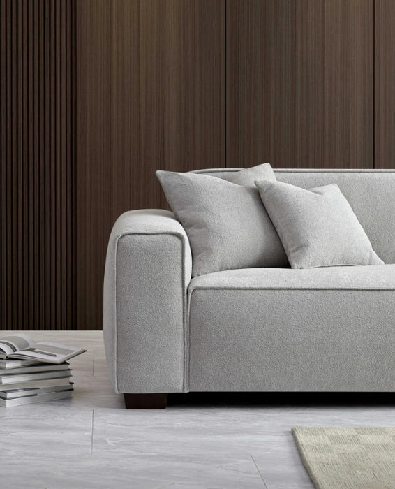 Aluxo Dakota 4 seater with Chaise in Pebble Boucle-Cheshire Furniture Outlet