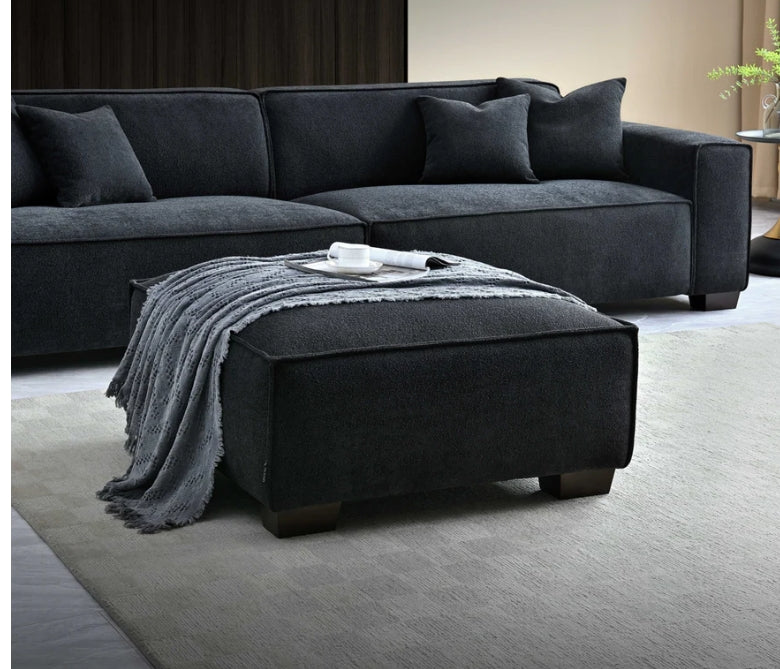 Aluxo Dakota 4 seater with Chaise in Midnight Boucle-Cheshire Furniture Outlet