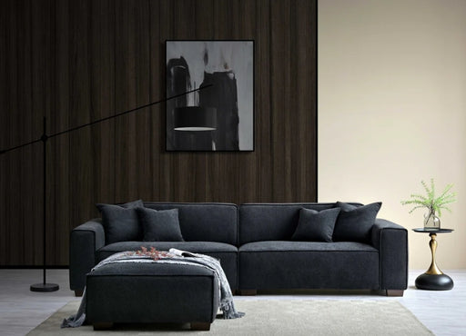 Aluxo Dakota 4 seater with Chaise in Midnight Boucle-Cheshire Furniture Outlet