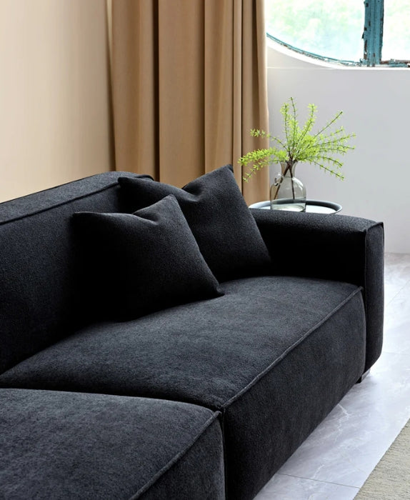 Aluxo Dakota 4 seater with Chaise in Midnight Boucle-Cheshire Furniture Outlet