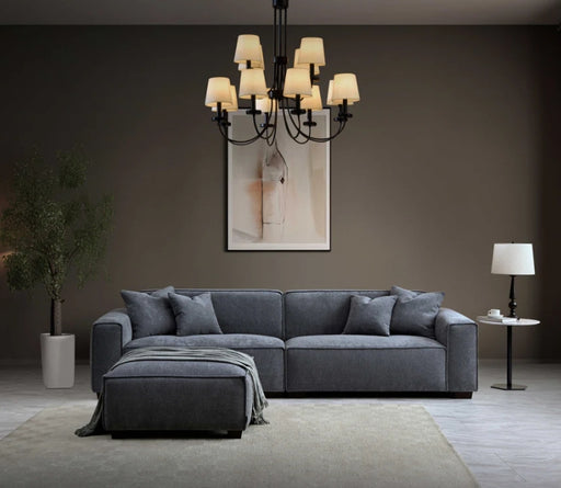 Aluxo Dakota 4 seater with Chaise in Charcoal Boucle-Cheshire Furniture Outlet