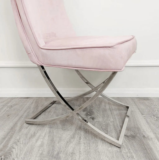 4 x Sandhurst XLeg Chrome Chairs in Pink-Cheshire Furniture Outlet