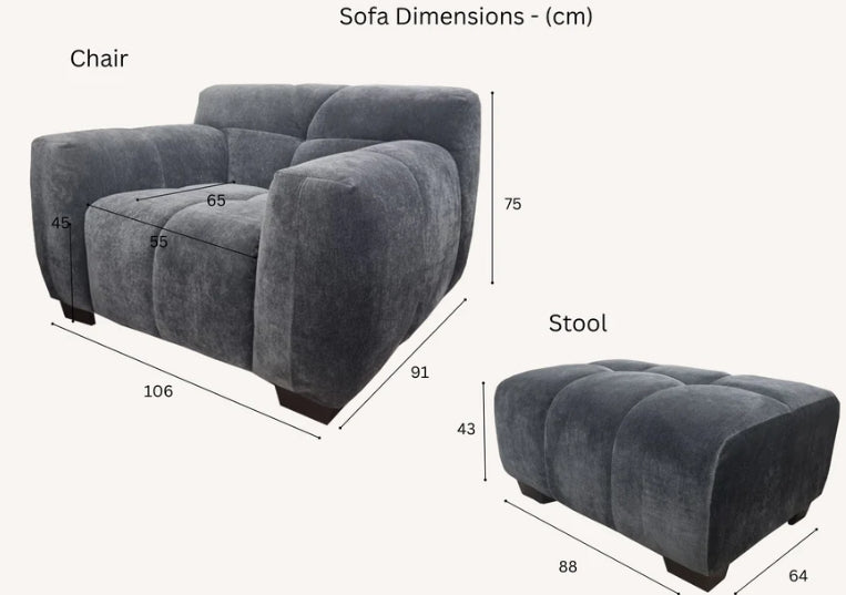 Aluxo Harlem Sofa Range in Steel Velvet-Cheshire Furniture Outlet