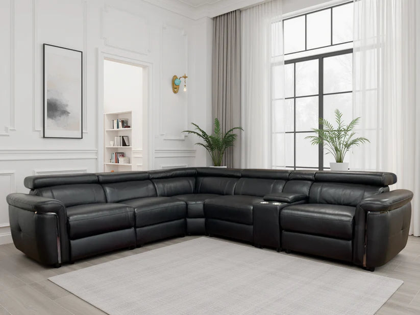 Somerville Electric Recliner Sofa Black Large Corner